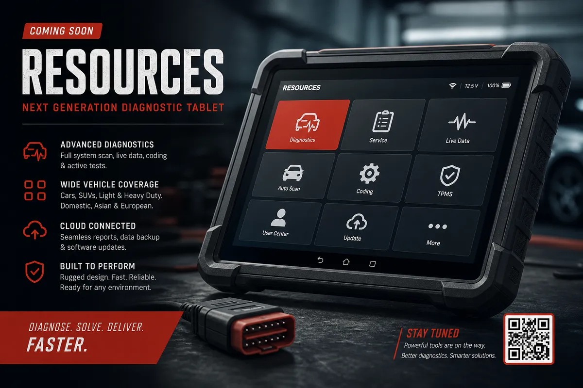 Overview of post-accessory vehicle diagnostic resource articles on tablet in Austin service center, 1200x800